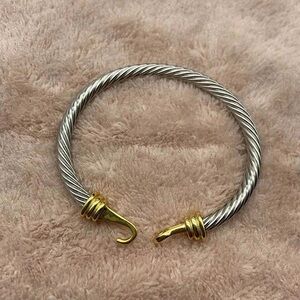 David Yurman Sterling Silver 925 Cable Bracelet with 14K Yellow Gold